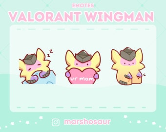 Valorant Wingman Emote Bundle | Cute Emotes for Twitch streamers, Discord, Kick & Youtube | Kawaii, Aesthetic, Gekko, Dizzy, Riot Games