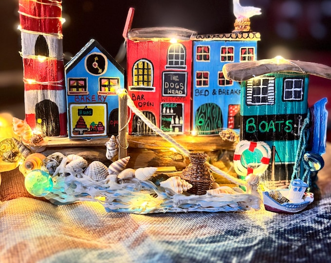 Featured listing image: Handmade Driftwood Seaside Village,  Home accent, gift, decor