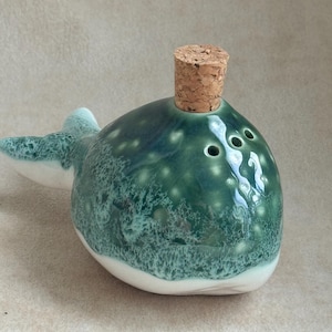 Handmade Ceramic Whale Salt Shaker: Ocean Kitchen Decor