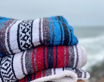 Double Sided Minky Fleece Baja Blanket: Reclaimed Fibers, Hand Finished
