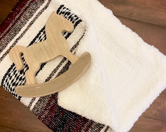 Handmade Baja Baby Blanket – Burgundy Falsa & Sherpa Fleece