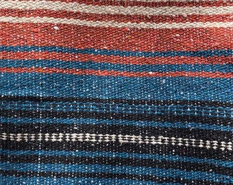 Double Sided Baja Blanket: Terra Cotta, Blue, Beige & Minky Fleece