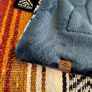 Falsa Weave Throw Blanket: Terracotta Blue Velvet Fleece Lined (68x45 inches)