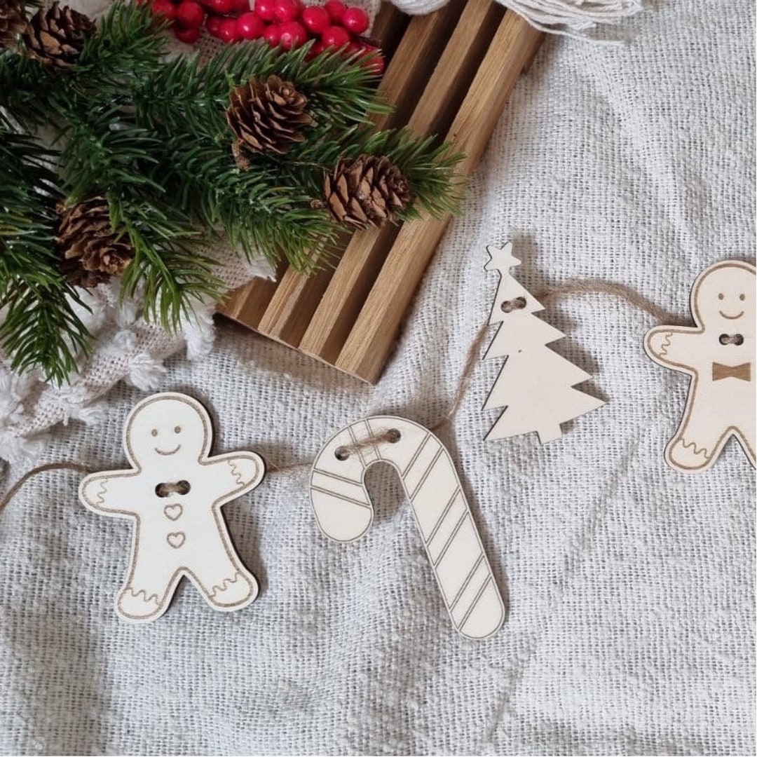 Weihnachtsdeko Holz Girlande Tannenbaum Lebkuchenmann Etsy