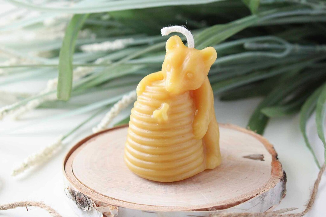 Beeswax Candle Bear and Behive 100 Pure Beeswax Candle Etsy