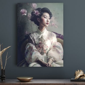 Fine art photography poster of an Asian woman. Aesthetic Wall Art.