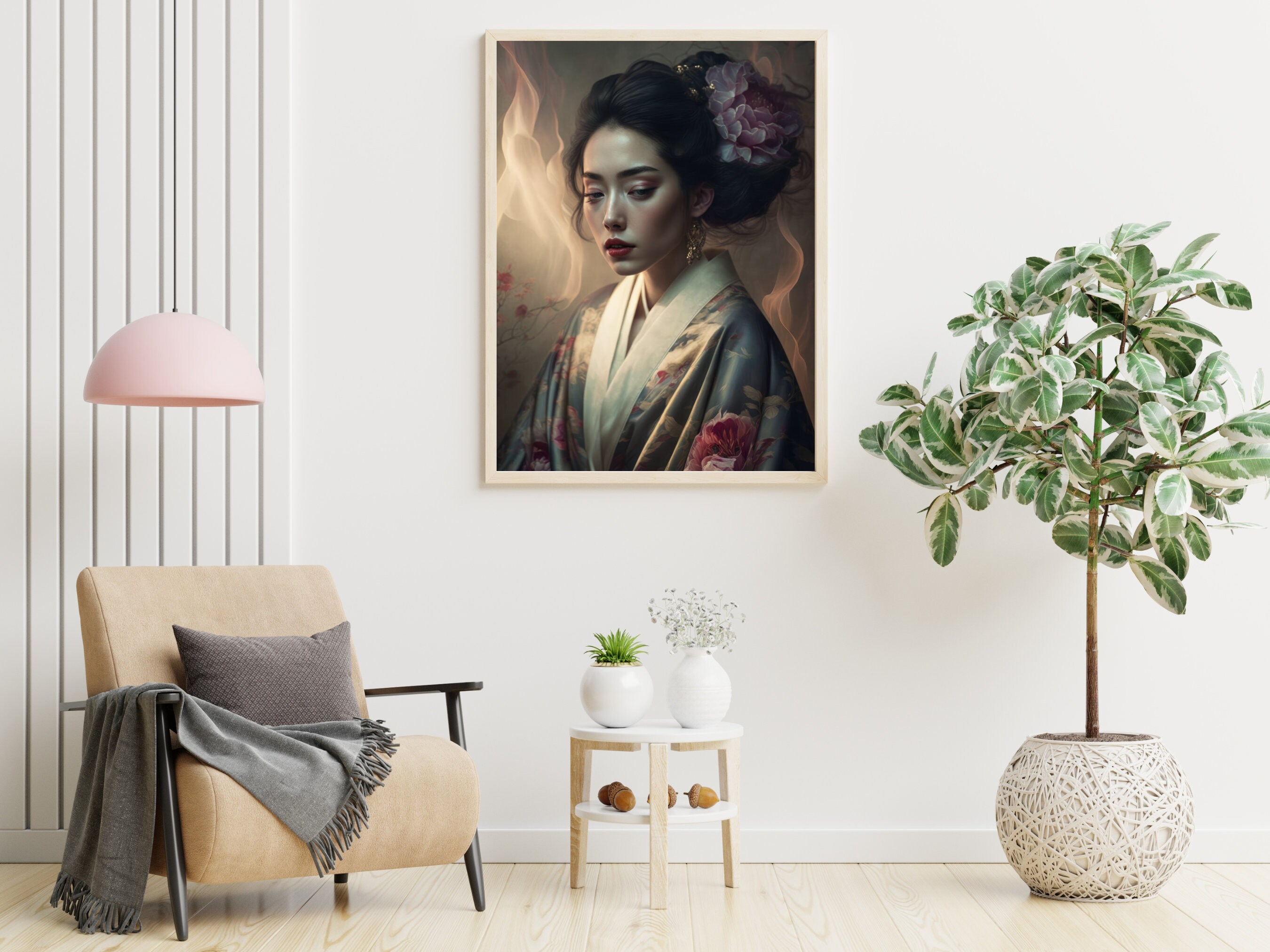 Mysterious Geisha Girl in a Kimono Modern Japanese Inspired - Etsy