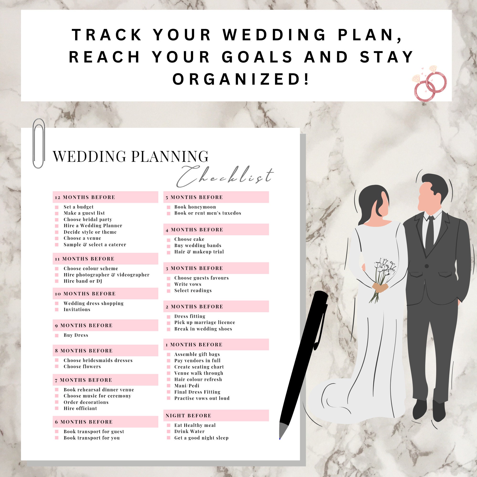 Editable wedding checklist printable wedding planning pages pdf wedding