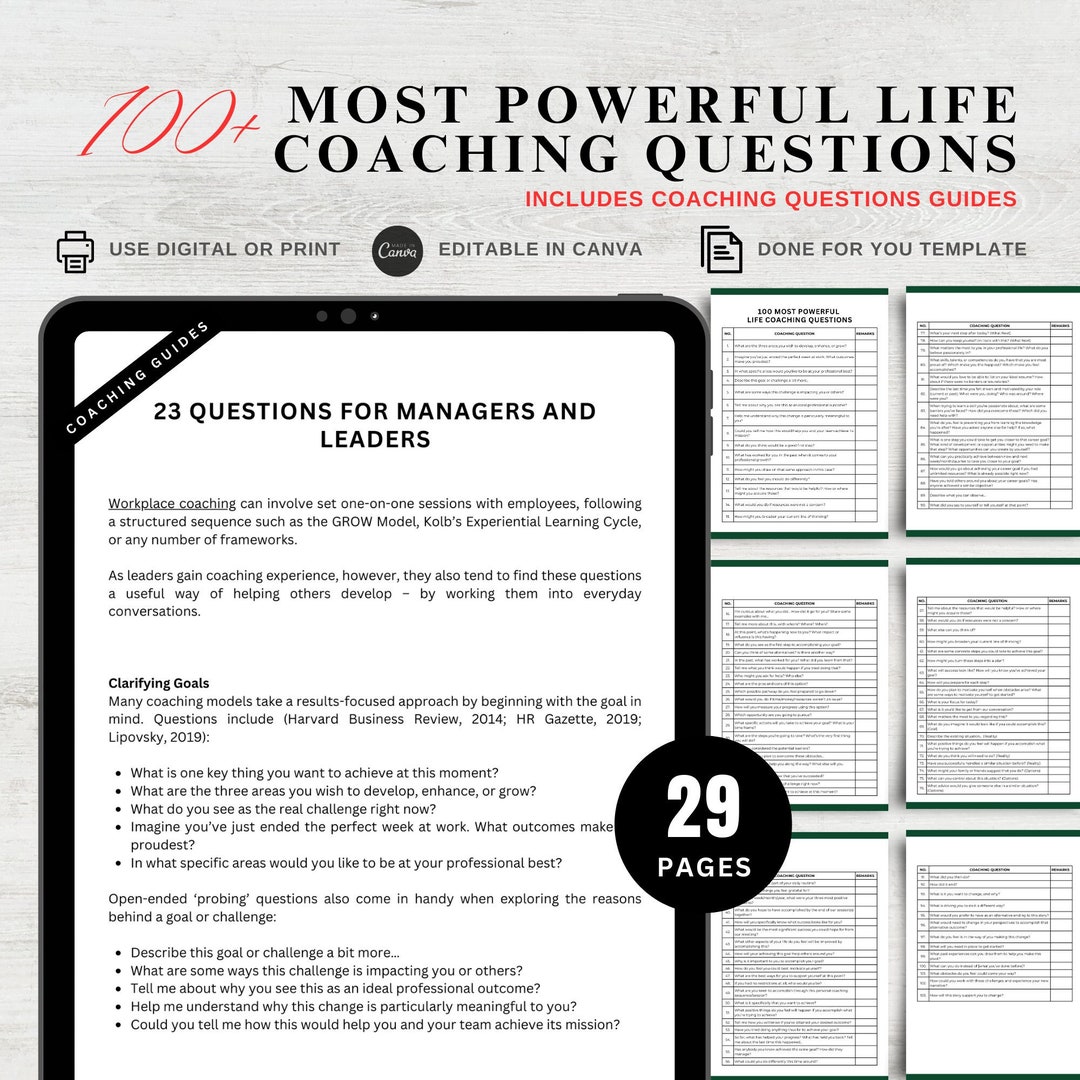 100 Most Powerful Life Coaching Questions Includes Guides Coaching