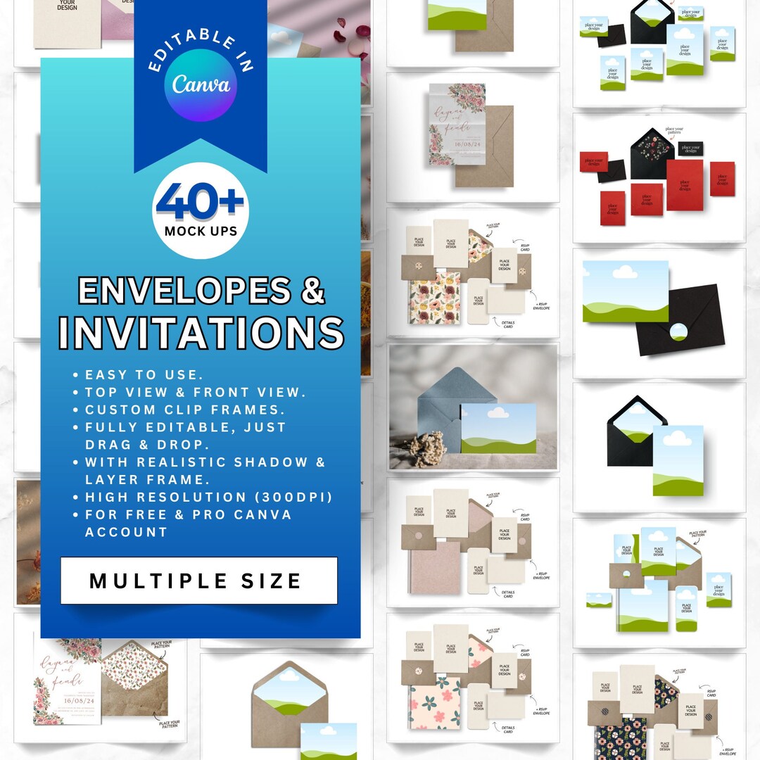 Greetings Card Mockup Canva Card Mockup Digital Card Mockup Envelopes and Invitation Card Mockup
