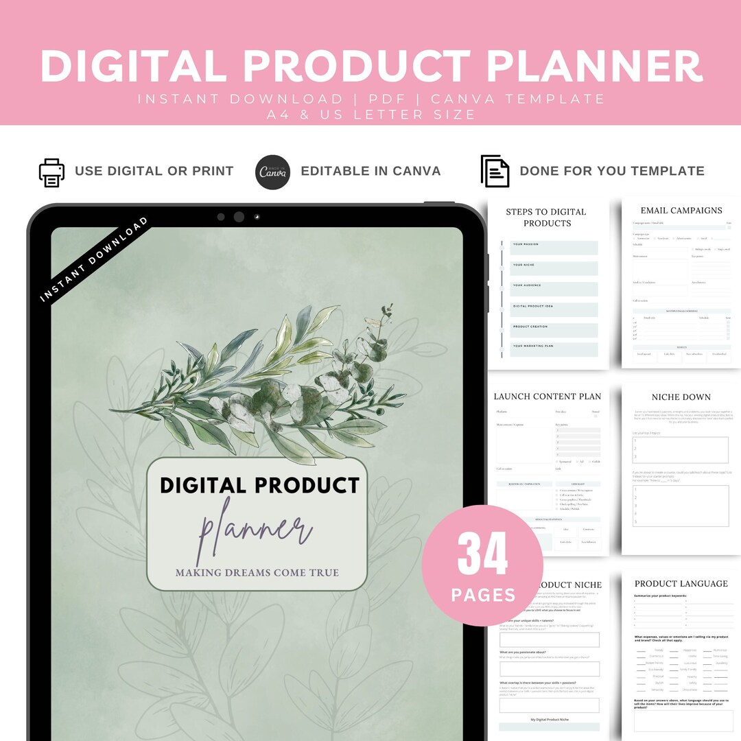 Digital Product Planner Canva Template With Master Resell Rights and ...