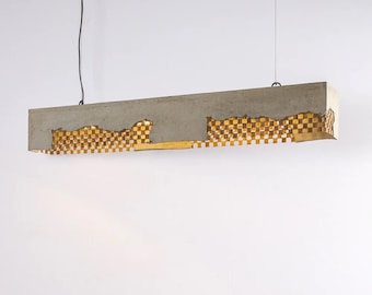 Handmade Concrete Pendant Lamp with Banana Fiber Mesh | Oblong Ceiling Light