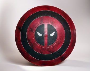 Escudo del Capitán Deadpool, réplica de acero pintada a mano - Cosplay, decoración de pared