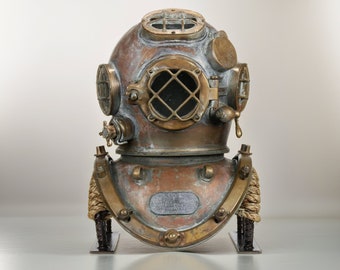 Handmade scuba diving helmet for collectible item US Navy 1944 Miller Dunn Us Navy Mark V Dive helmet rare Copper And Brass, Home Decor