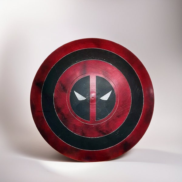 Limited Edition | Deadpool Shield, Captain Deadpool Costume, Collectible, Cosplay Prop Captain America, Custom Wall Hanging, Gigt For Fan