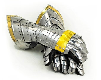 Armatura medievale Guanti Gauntlet l Guanti indossabili SCA LARP l Guanti per costume di Halloween l Guanti in acciaio e pelle l Il miglior regalo.