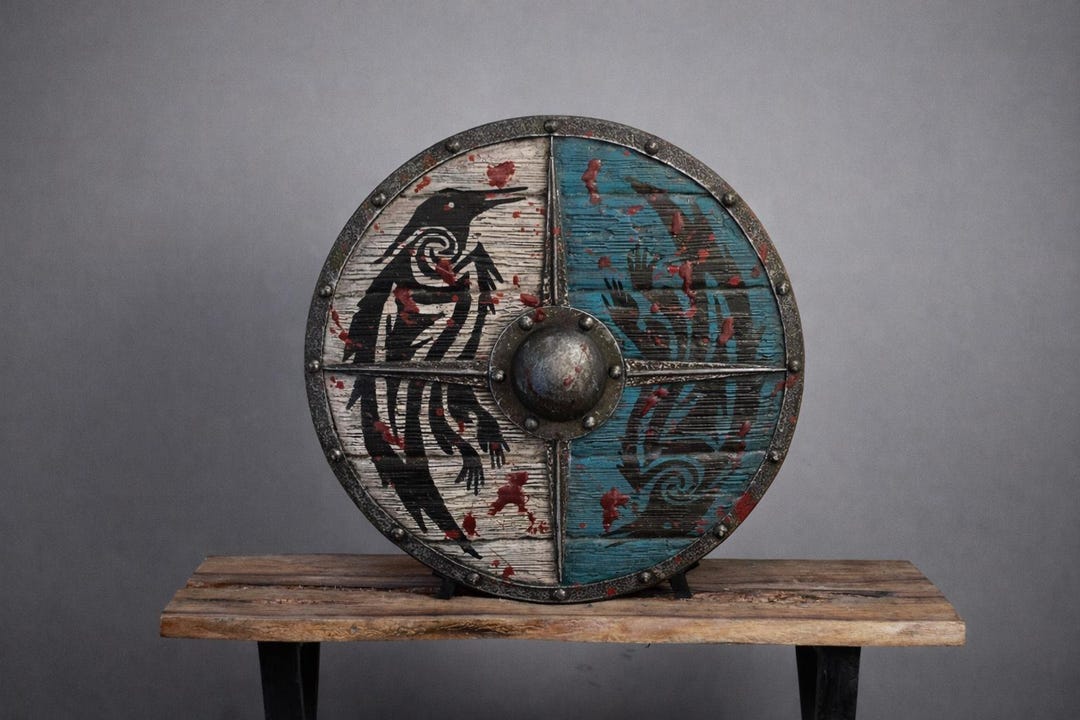 Handmade Viking Crow Shield – Eivor Valhalla Cosplay, Raven Wall Decor ...