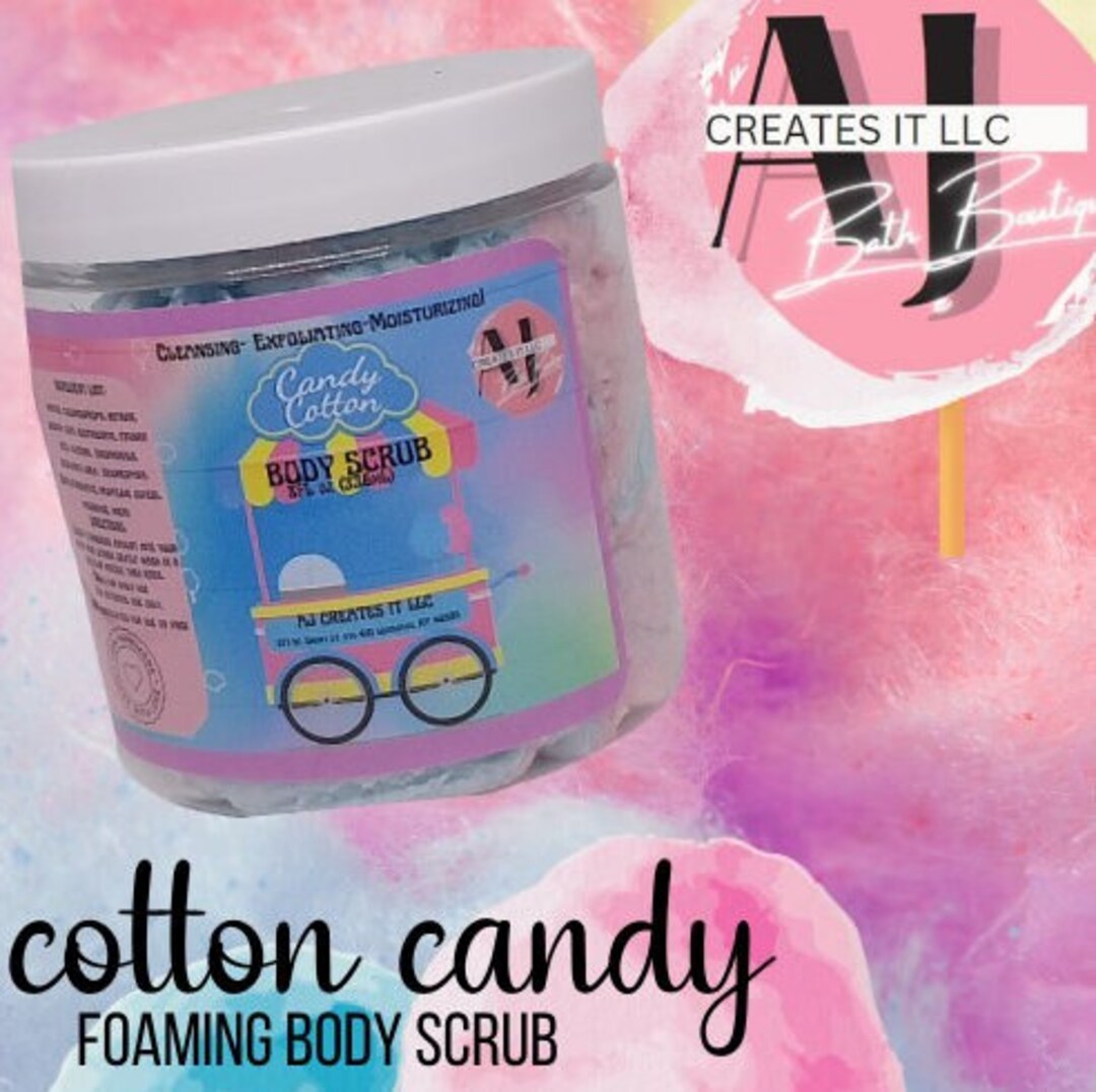 Foaming Body Scrub, Cotton Candy Skin Care, Gently Exfoliating