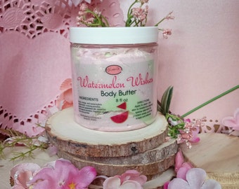 Vegan,Watermelon Wishes Body Butter moisturizing, 3 butters, natural botanical extracts, eco friendly, hydrating,quick absorbing, non greasy