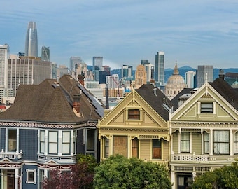 Colorful Painted Ladies San Francisco - Canvas, Aluminum, Acrylic Art photo prints