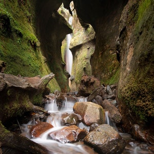 Hidden Waterfall, Vancouver Island, British Columbia, Canada - Canvas, Aluminum, Acrylic Art photo prints