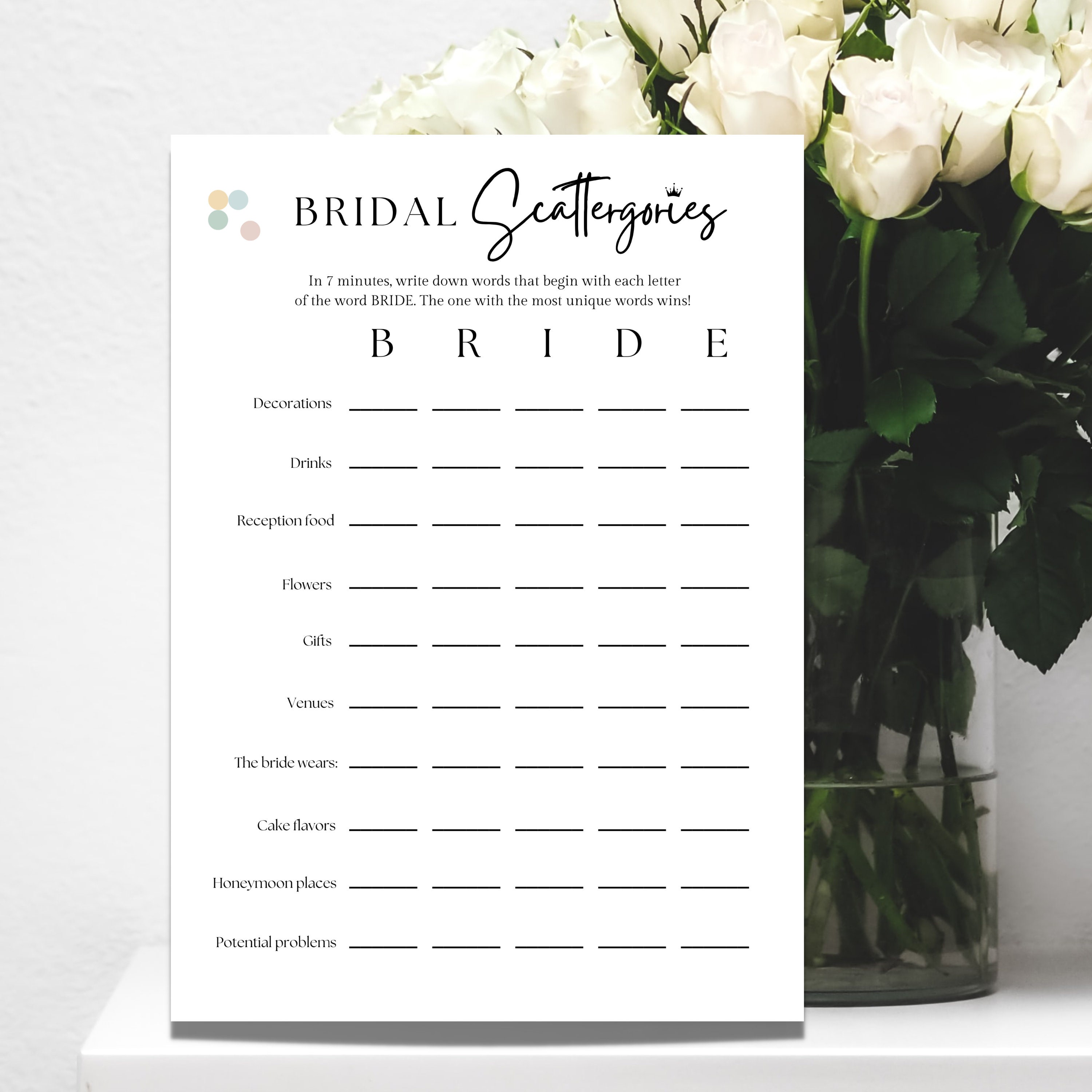 Scattergories Bridal Shower Game Wedding Scattergories Bridal Shower