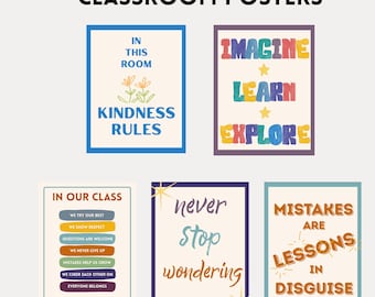 Láminas de Afirmaciones para el Aula: Decoración Inspiradora para Maestros (Descarga PDF, Juego de 5)