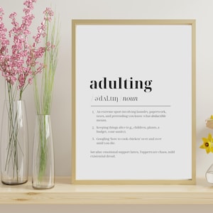 Adulting Definition Print | Dictionary Word Poster | Dictionary Print | Word Definition | Dictionary Entry | Definition of Adulting