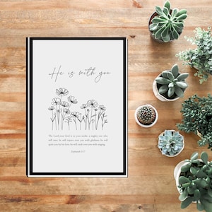 Zephaniah 3:17 minimalist | Scripture Wall Art | Modern Scripture Decor | Christian Wall Decor | Printable Scripture Art | Scripture Decor