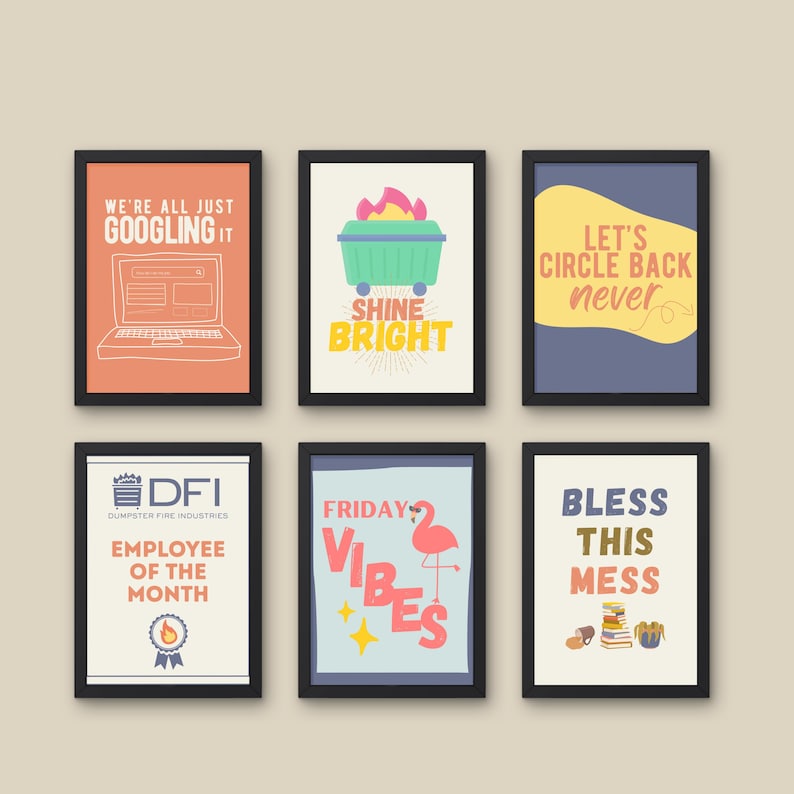 Funny Office Wall Art Set: Printable Cubicle Decor (digital Download - Etsy