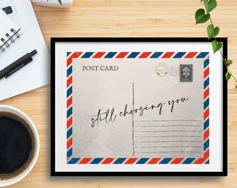 Postal "Sigo eligiéndote" / Arte de amor vintage (Descarga digital)