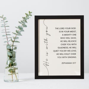 Zephaniah 3:17 | Scripture Wall Art | Modern Scripture Decor | Christian Wall Decor | Printable Scripture Art | Digital Download