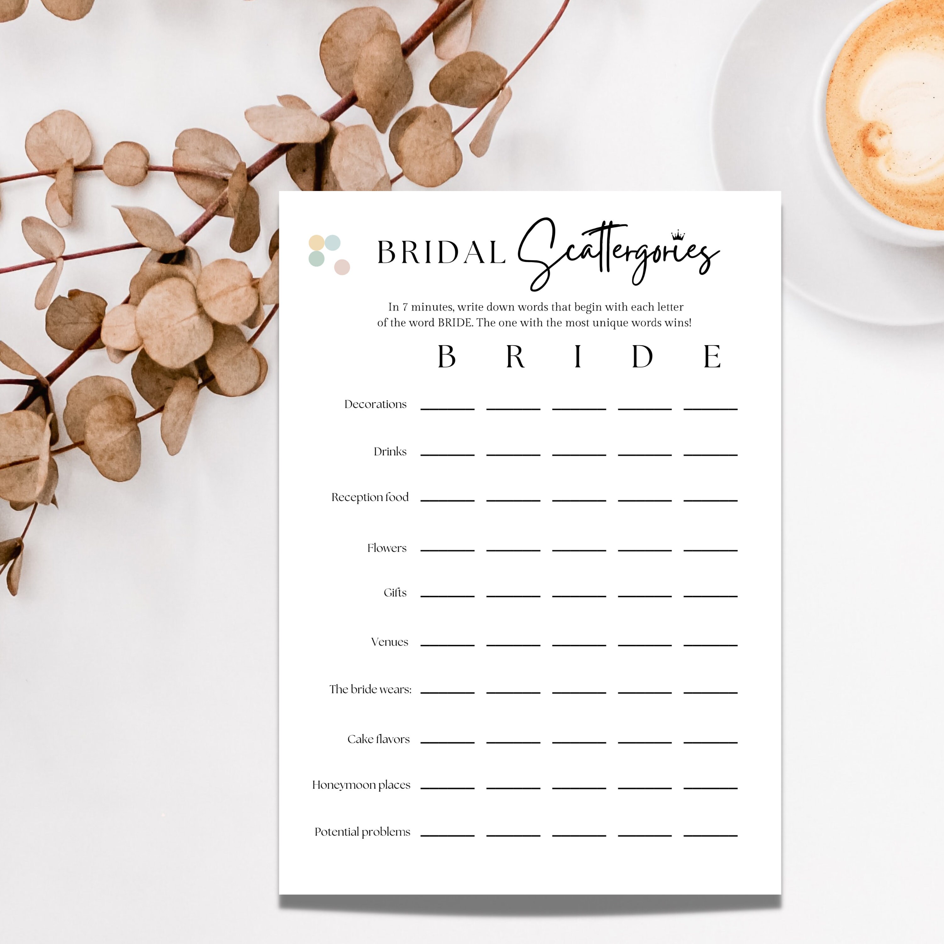 Scattergories Bridal Shower Game Wedding Scattergories Bridal Shower