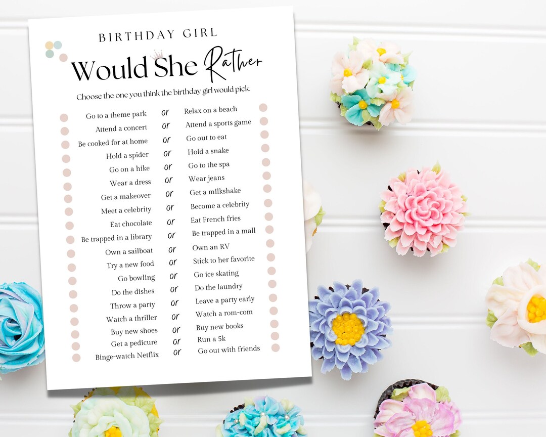 Would She Rather Birthday Party Game Card Set - 30PCS Cards For Girls Birthday Activities & Decor - View #10
