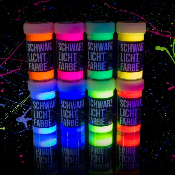 UV Farbe 8x50ml | Schwarzlichtfarbe | Neon Paint | Black Light Paint | Tagesleuchtfarbe