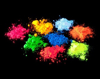 Pigments lumineux UV 50g 100g | poudre lumineuse | pigments au néon | Pigments lumière noire | Pigment en poudre fluorescent | poudre lumineuse