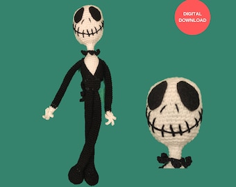 Jack Skellington Crochet Pattern: Amigurumi Kit (PDF)