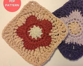 Flower Granny Square Crochet Pattern: Easy Retro Daisy (PDF Pattern)