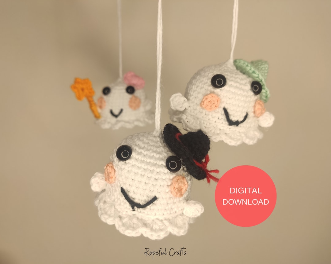 Halloween Mini Ghost Crochet Pattern: Car Hanging Decoration (digital ...