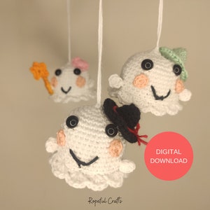 Ghost Crochet Pattern, Halloween Mini Ghosts Crochet Pattern, Halloween Gift Crochet Pattern, Halloween Baby Ghost, Halloween Car Hanging