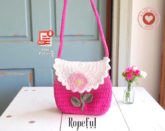 Crochet Flower Bag PDF Pattern | Cute Kids Purse Crochet Pattern for Girls | Easy Shoulder Bag Tutorial | Toddler Gift Idea | Summer DIY Bag