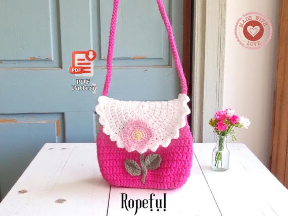 Crochet Flower Bag PDF Pattern | Cute Kids Purse Crochet Pattern for Girls | Easy Shoulder Bag Tutorial | Toddler Gift Idea | Summer DIY Bag