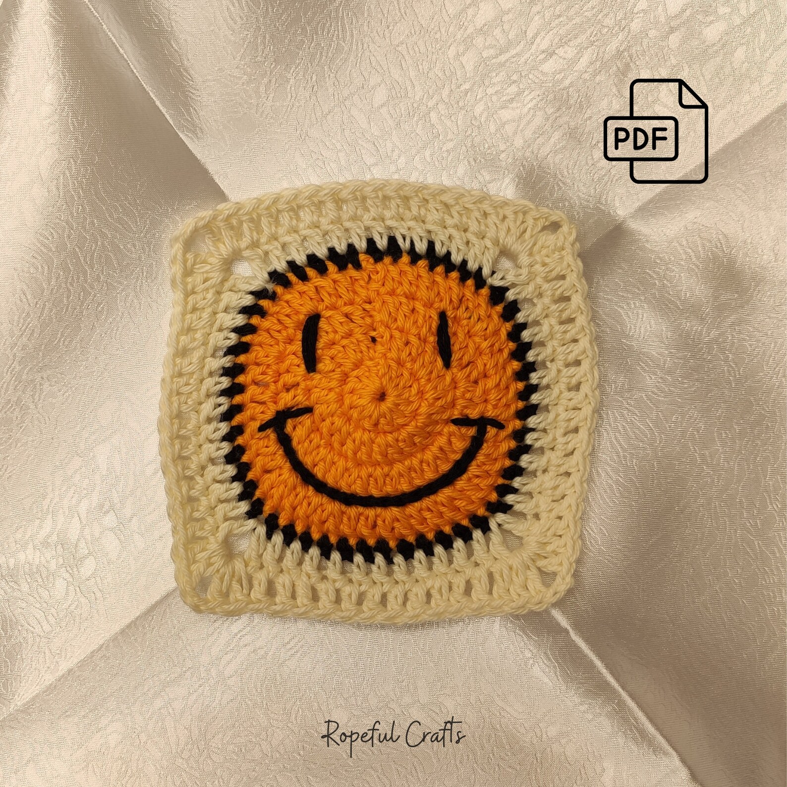 Smiley Face Crochet Granny Square Pattern: Baby Blanket (digital ...