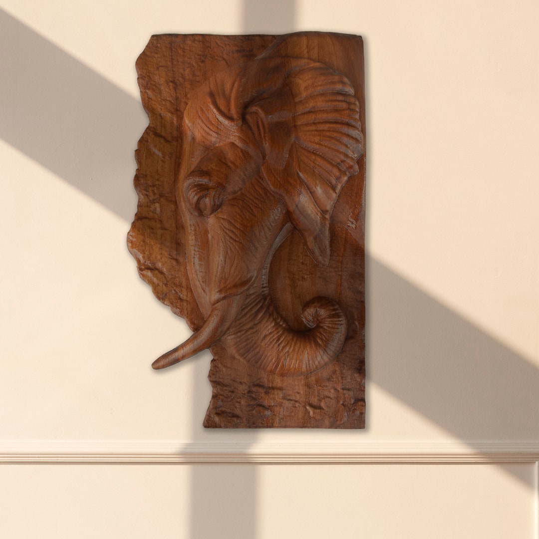 Wooden Elephant Wall Decor, Abstract Wood, Modern Wood Wall Art, Living