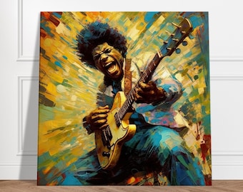 Van Gogh and Rock n Roll - Canvas wall art, music decoration, Rock, Van Gogh painting, Rock Guitarist, music art painting, rock frame