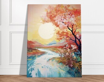 Canvas Painting Watercolor Autumn Landscape, Autumn Decor, Autumn Wall Art Print, Wall Decoration, Watercolor Decorative Frame