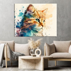 Leinwand-Kunst-Wanddekoration – Aquarell rotes Kätzchen