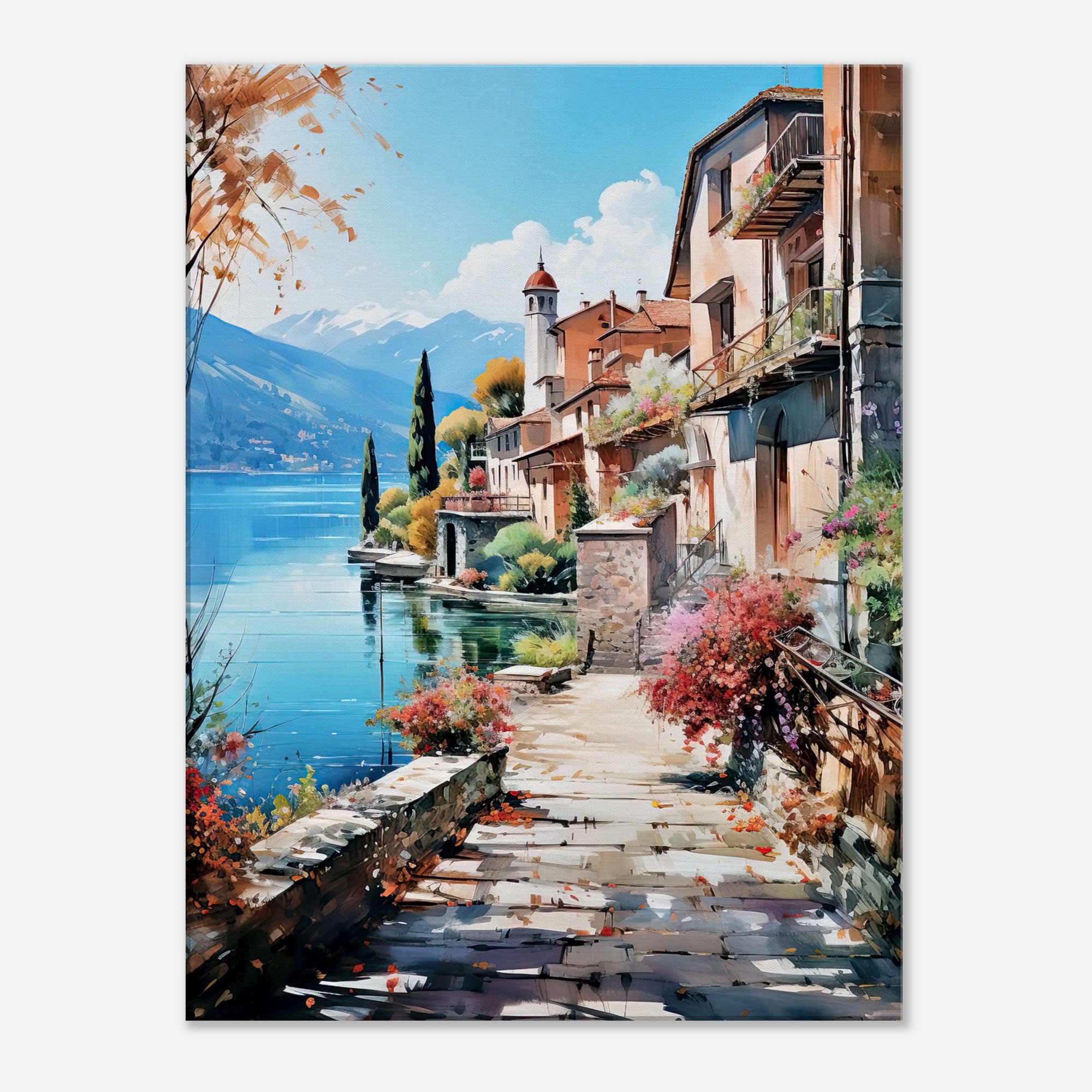 Lake Como Canvas | Italian Lakeside Village Art | Scenic Wall Decor for ...
