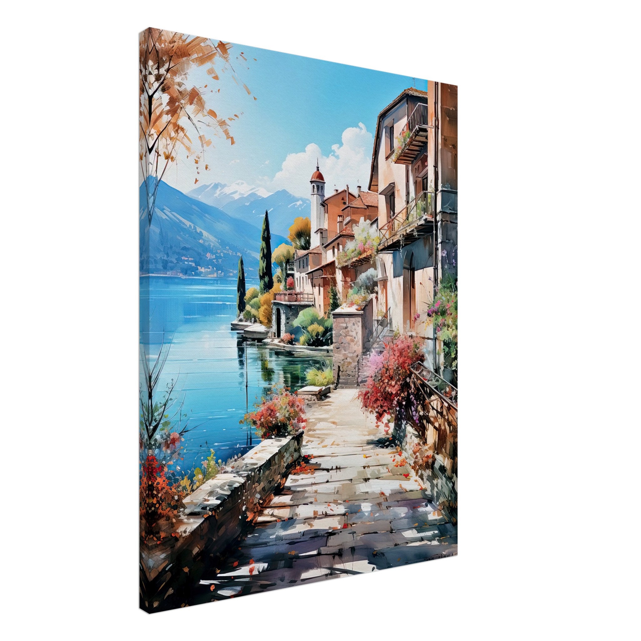 Lake Como Canvas | Italian Lakeside Village Art | Scenic Wall Decor for ...