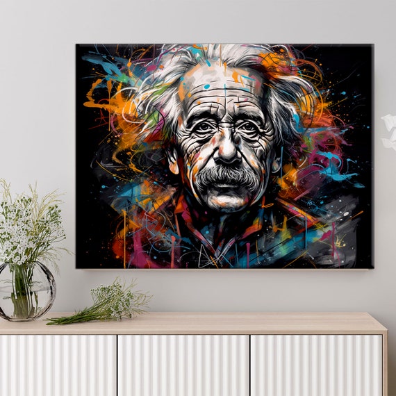 Albert Einstein Graffiti Portrait - Celebrity Decorative Canvas